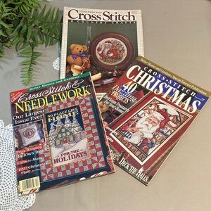 Vintage Christmas Cross Stitch And Needlework Magazine Set